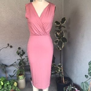 ASOS | Blush Mauve V Neck Sleeveless Barbiecore Bodycon Dress